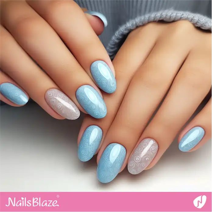 Spiral Pattern Glossy Blue Nails for Office | Professional Nails - NB2751